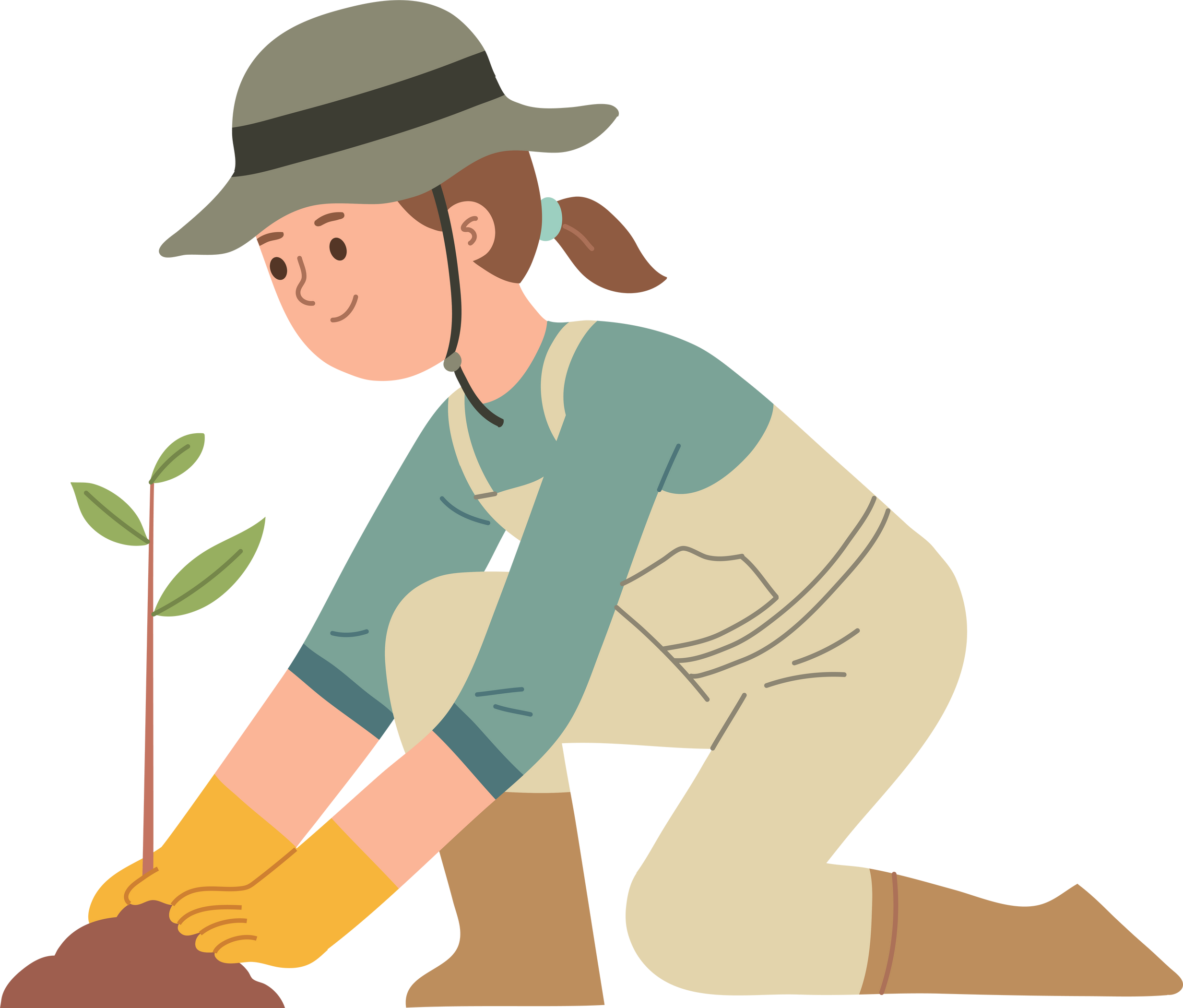 Portrait of Girl Planting Plant Seeds Tree